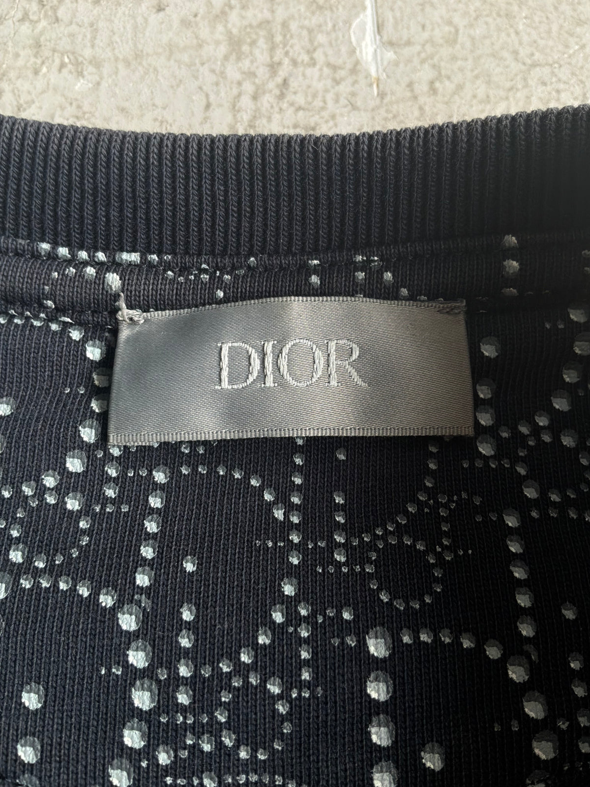 Dior Rhinestone Print Black Oblique Tee