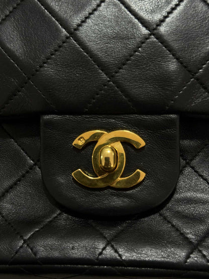 Chanel Vintage Gold on Black Meduim Double Flap Crossbody Bag