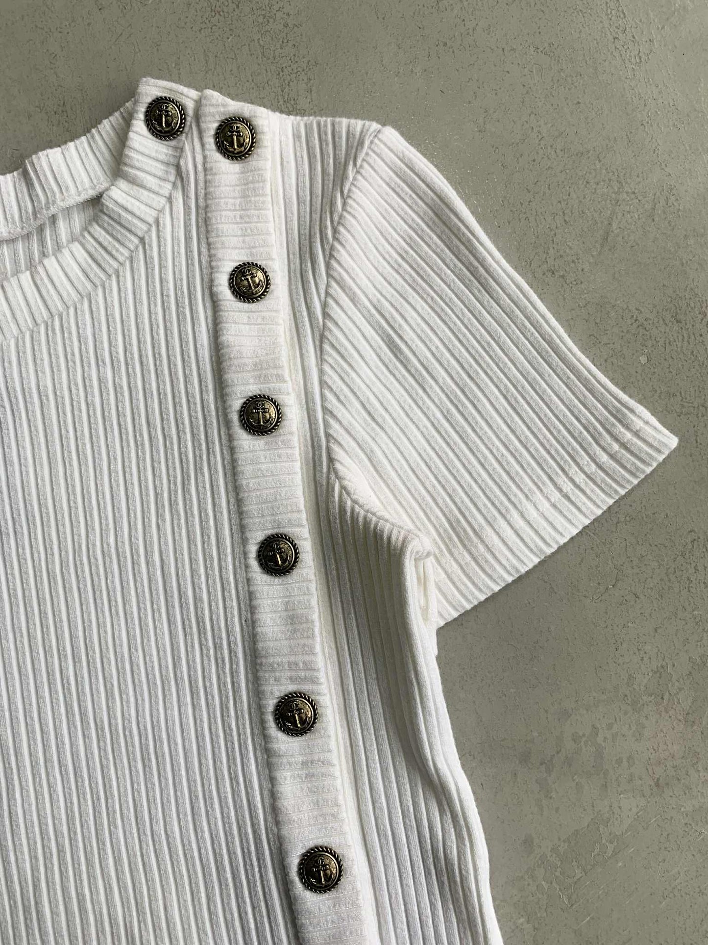 Chanel Ribbed Buttons Knit Top
