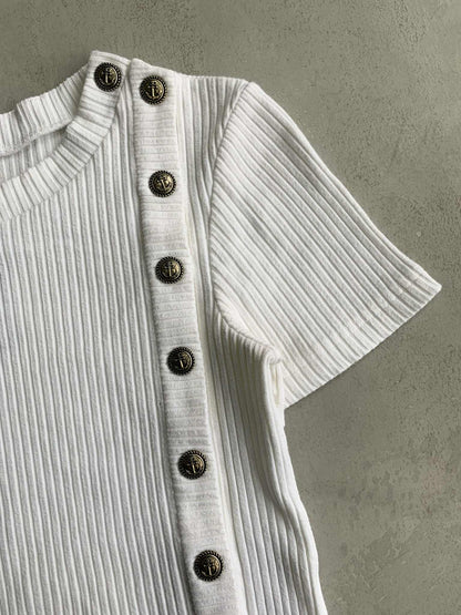 Chanel Ribbed Buttons Knit Top