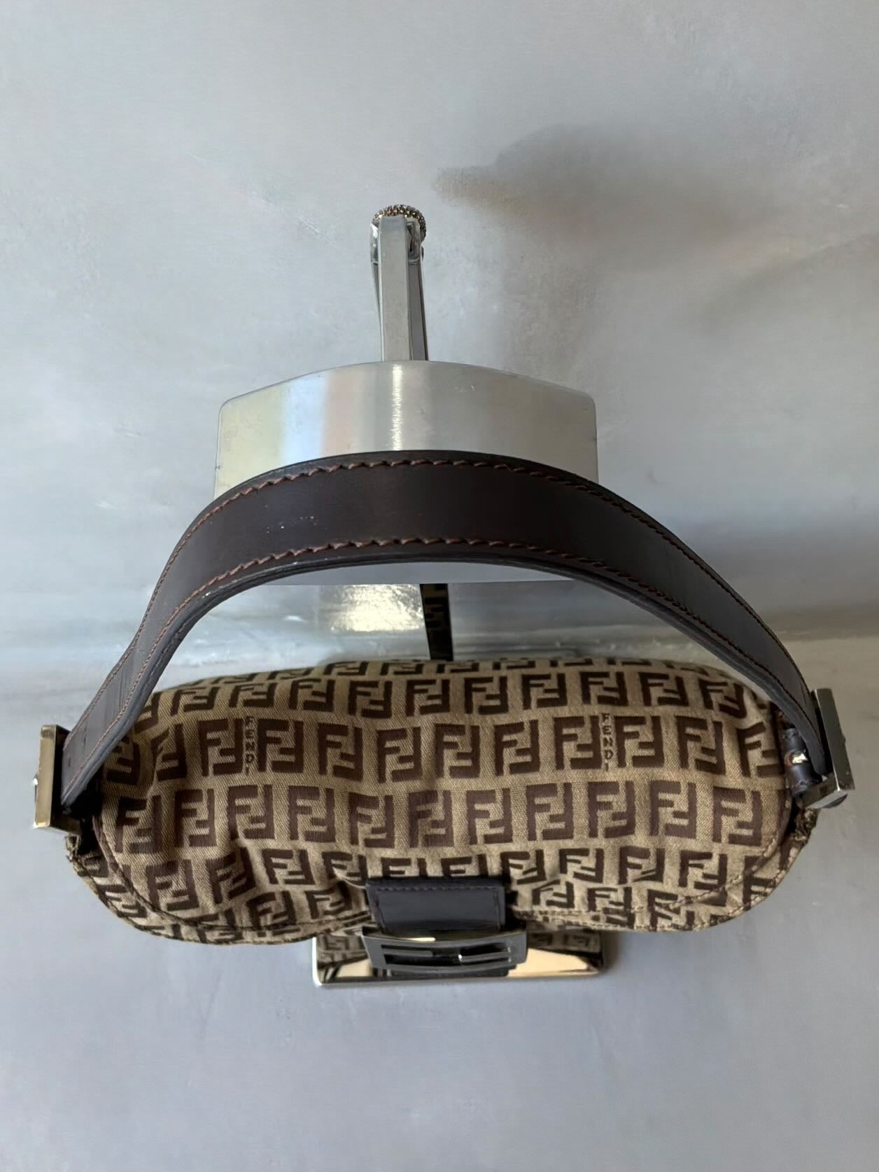 Fendi Zucchino Double Flap Baguette Bag