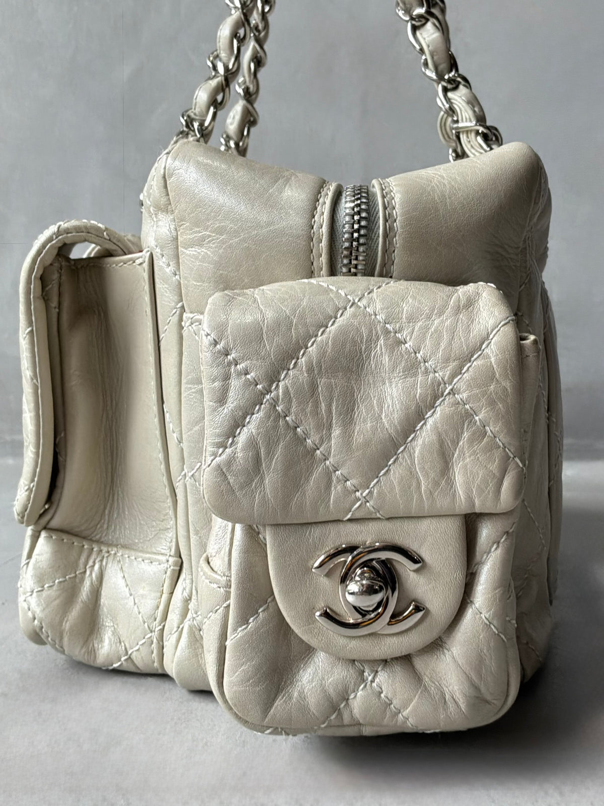 Rare Chanel Cambon Ligne Chain Reporter Lambskin Bag