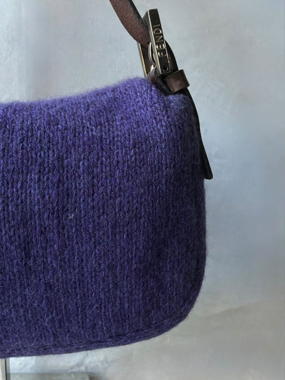 Fendi Wool Knit Wood Baguette Bag