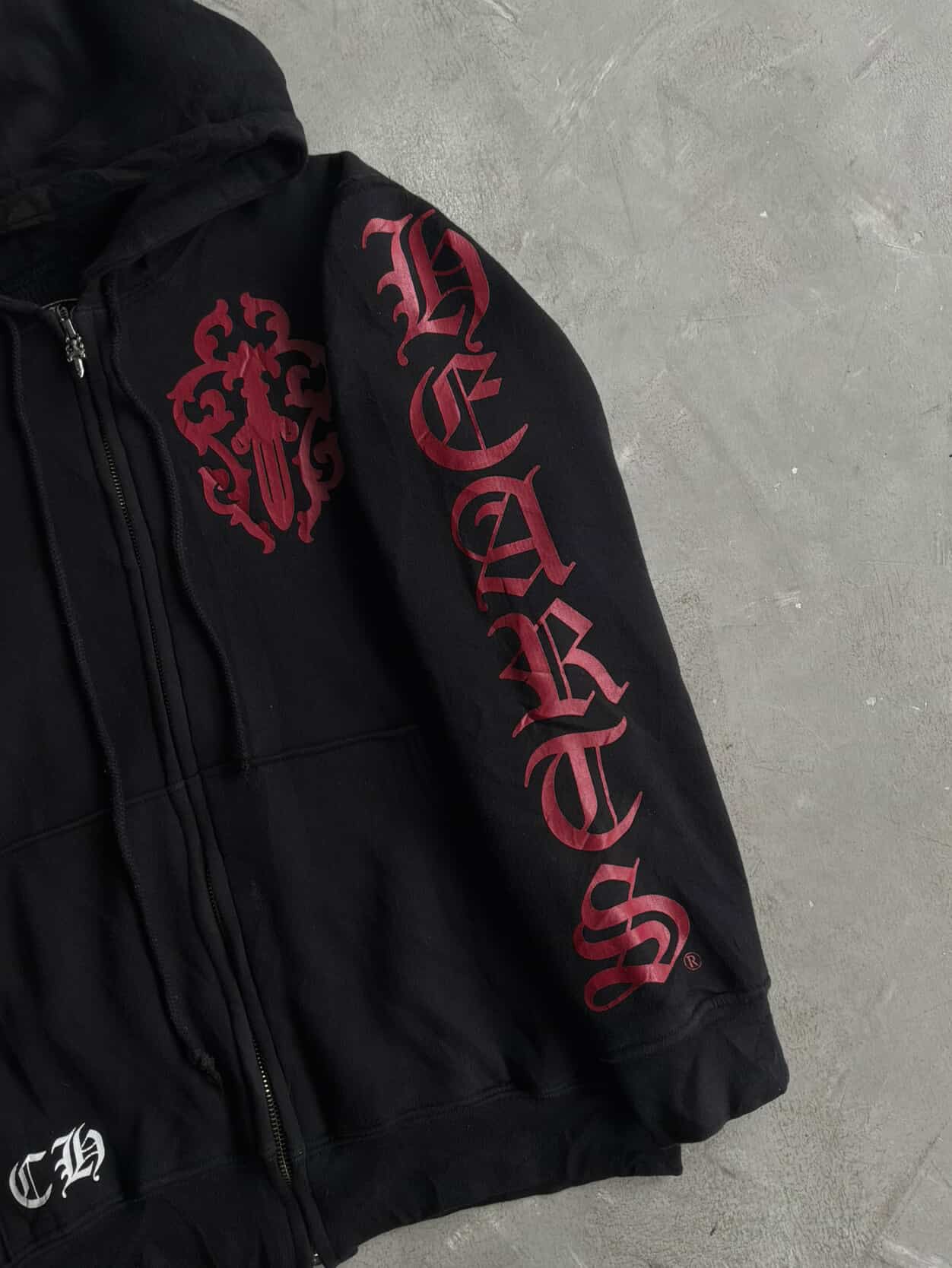 Chrome Hearts Vintage Red Cemetery Thermal Zip Hoodie