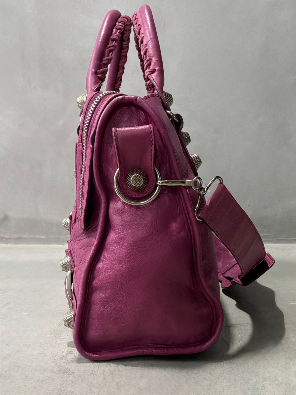 Balenciaga Classic City  Pink on Silver Giant 21 Lambskin Bag