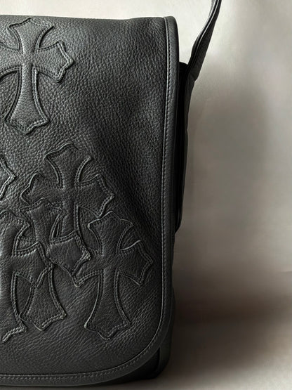 Chrome Hearts Cemetery Cross Patch Mail Leather Bag