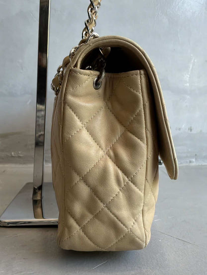 Chanel Classic Medium Single Flap Beige Crossbody Bag