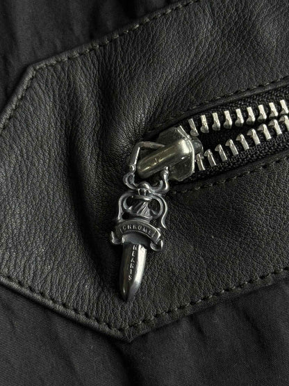 Chrome Hearts Shearling Lined Leather Silver Cross Vest