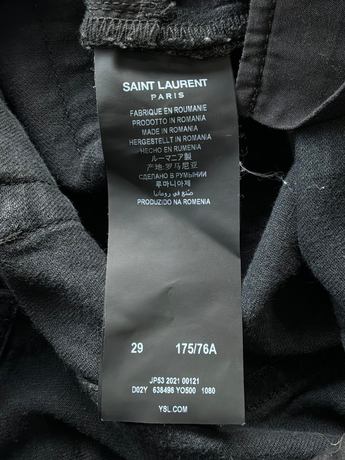 Saint Laurent Paris Washed Black Denim Slim Jeans