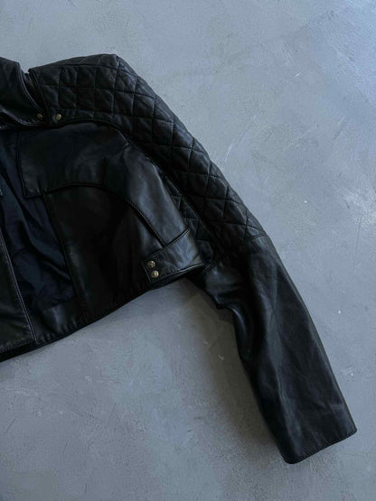 Vintage Balmain Quilted Cropped Leather Jacket