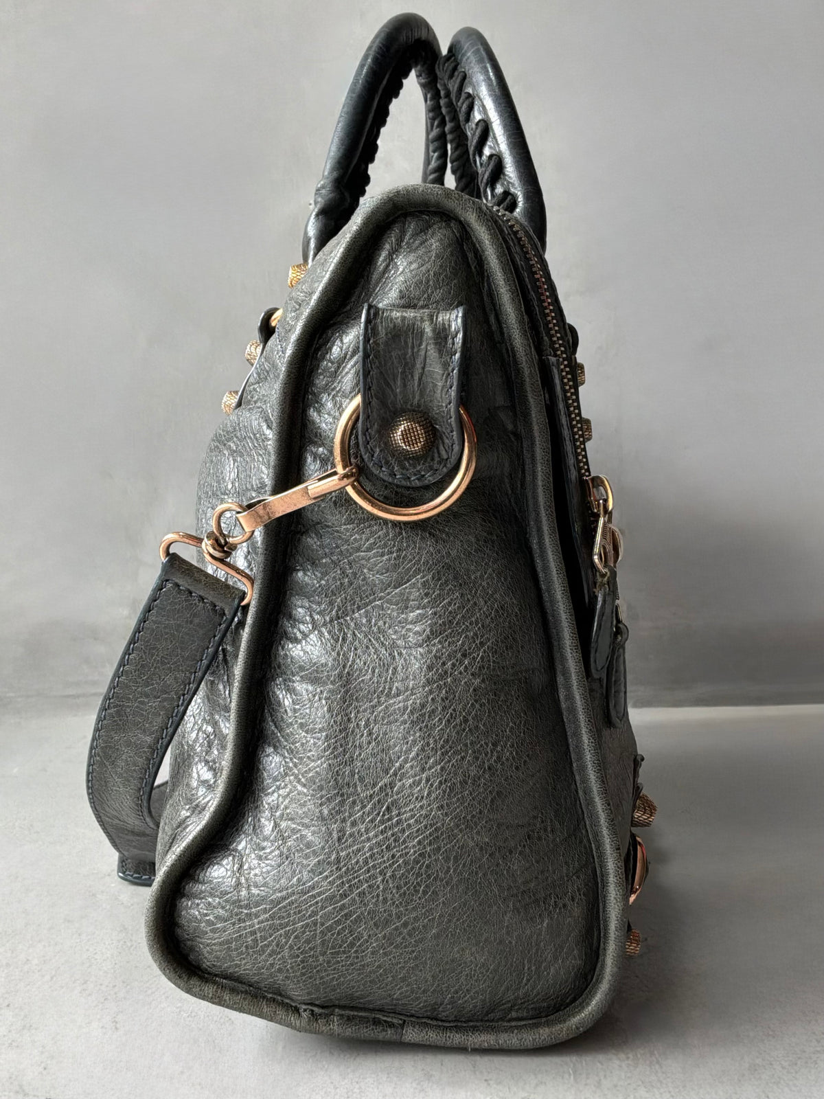 Balenciaga Classic City Gray on Rose Gold Giant 12 Lambskin Bag