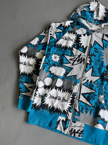 00’s Stussy Full Print Zip Hoodie