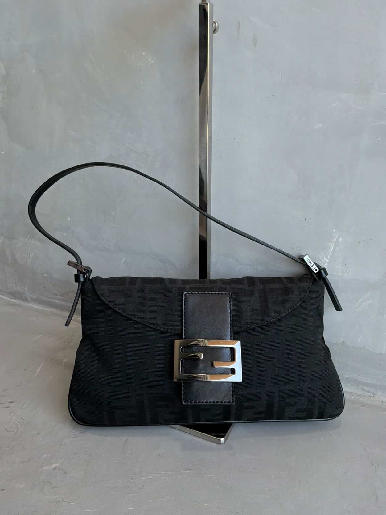 Fendi Black Monogram Baguette Bag