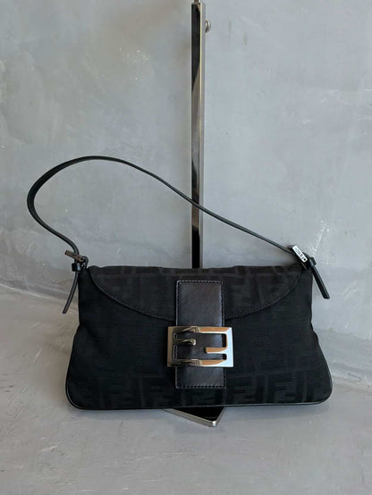 Fendi Black Monogram Baguette Bag