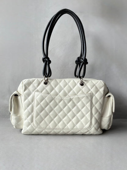 Chanel White Quilted Leather Cambon Ligne Reporter Bag