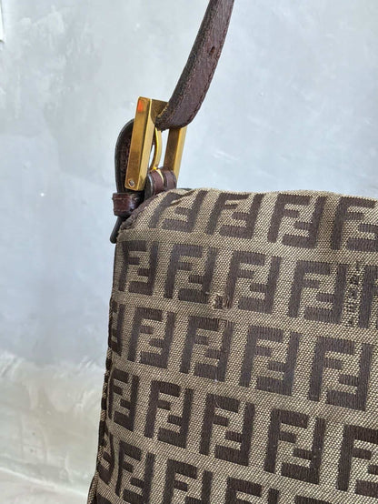 Fendi Zucchino Double Flap Baguette Bag