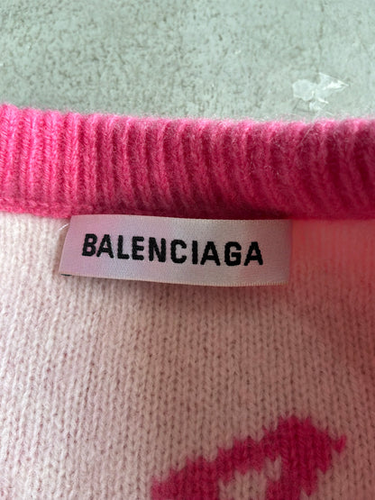 Balenciaga All Over Print Pink Crewneck