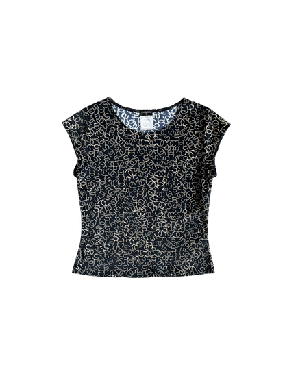 Chanel No. 5 All Over Print Velvet Top