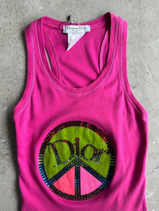 Dior Galliano Era Peace Rhinestones Tanktop