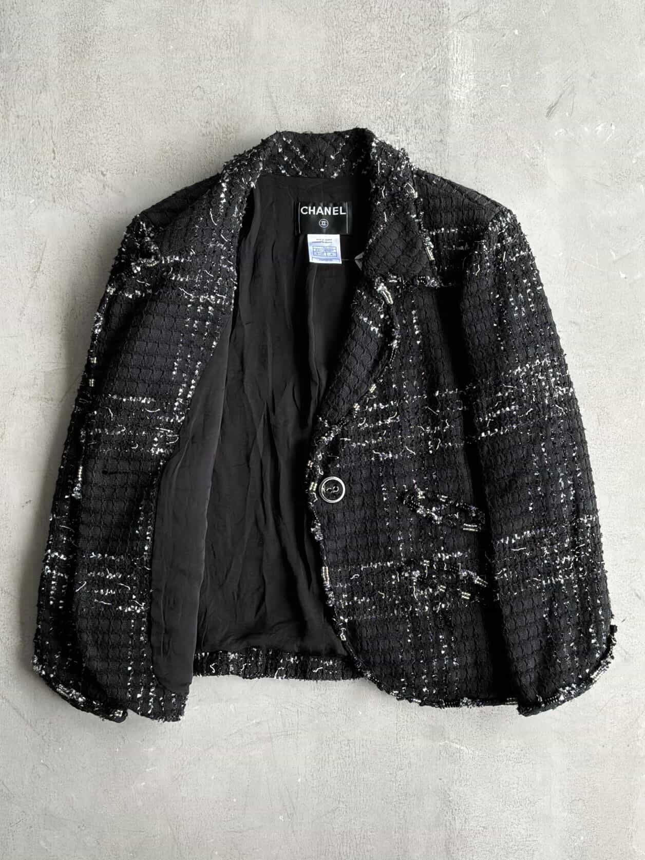 2008 Chanel Black Tweed Blazer