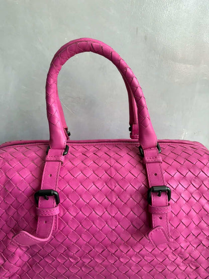 Bottega Veneta Pink Intrecciato Boston Bag