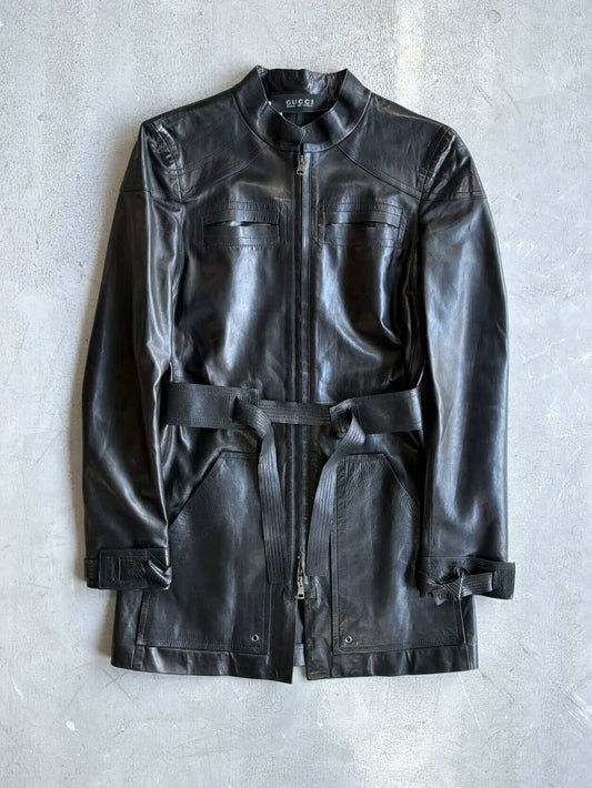 90’s Gucci Tom Ford Era Belted Trench Leather Jacket