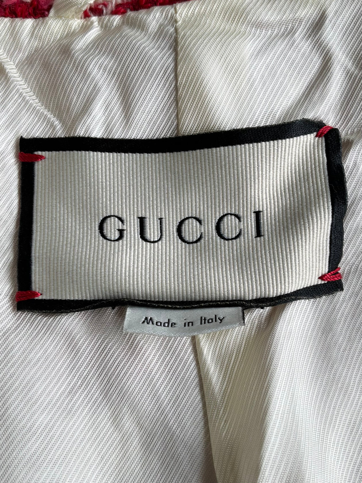 Gucci Red Tweed With Fur Sleeves Jacket