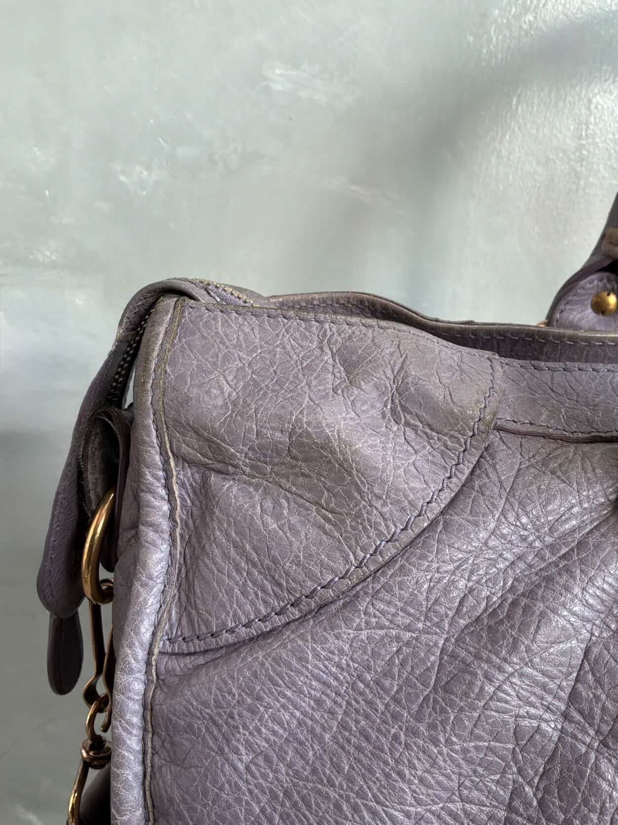 Balenciaga City ‘Part Time’ Purple Lambskin Shoulder Bag