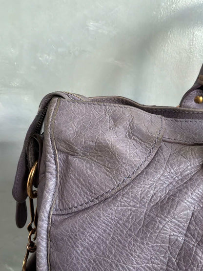 Balenciaga City ‘Part Time’ Purple Lambskin Shoulder Bag