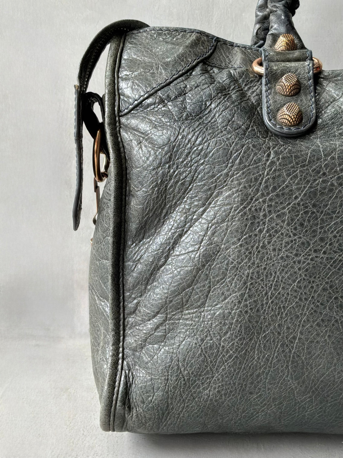 Balenciaga Classic City Gray on Rose Gold Giant 12 Lambskin Bag