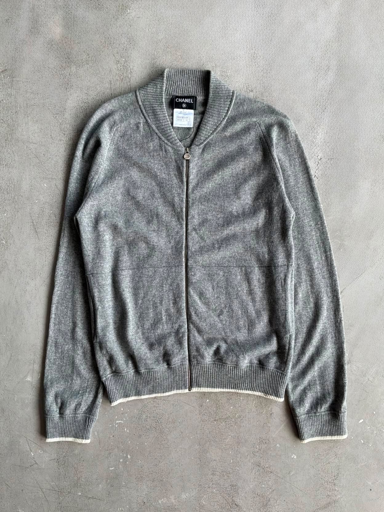 Chanel Embroidered CC Cashmere Bomber Jacket