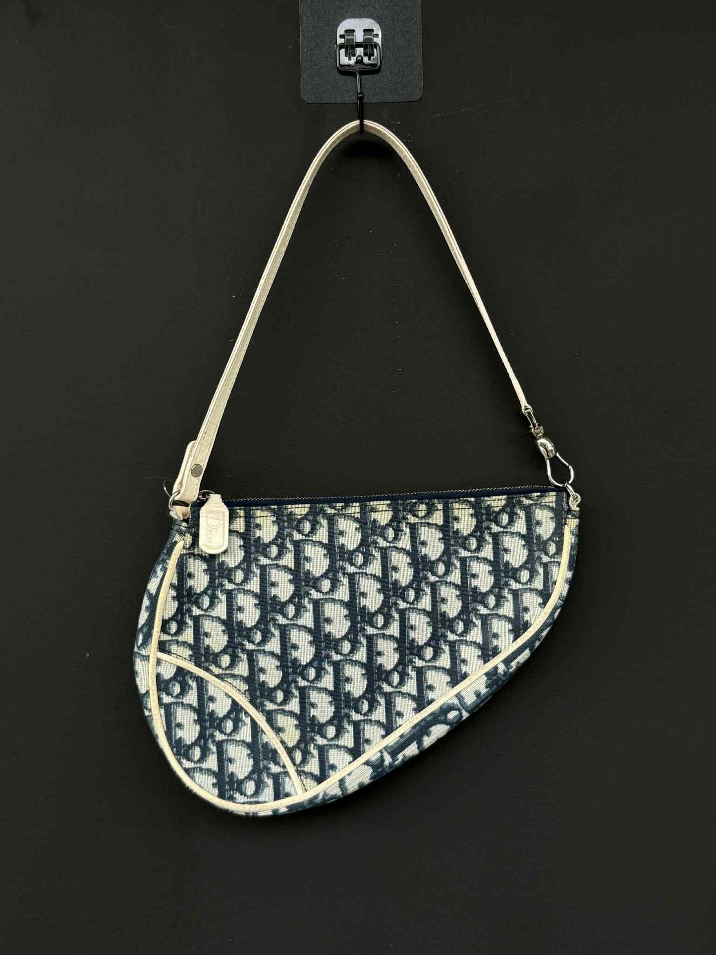 Vintage Dior Blue/White Oblique Saddle Bag