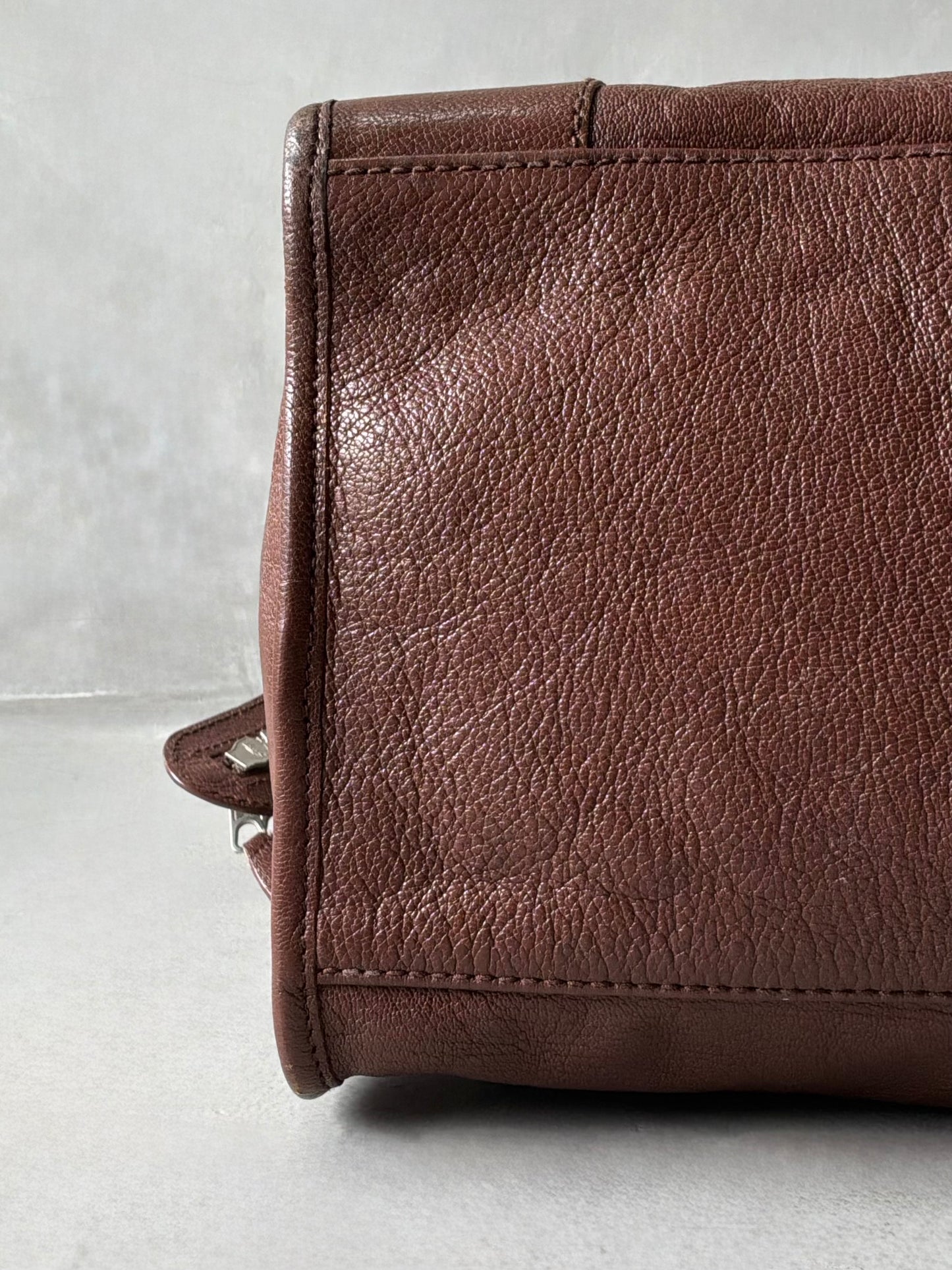 Balenciaga Part Time Chocolate Brown on Silver Lambskin Bag