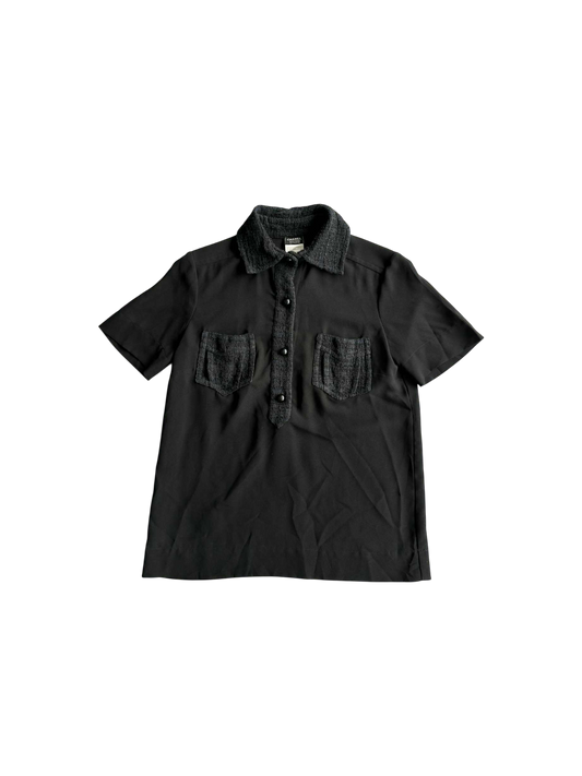 Chanel Tweed Uniform Black Polo Shirt