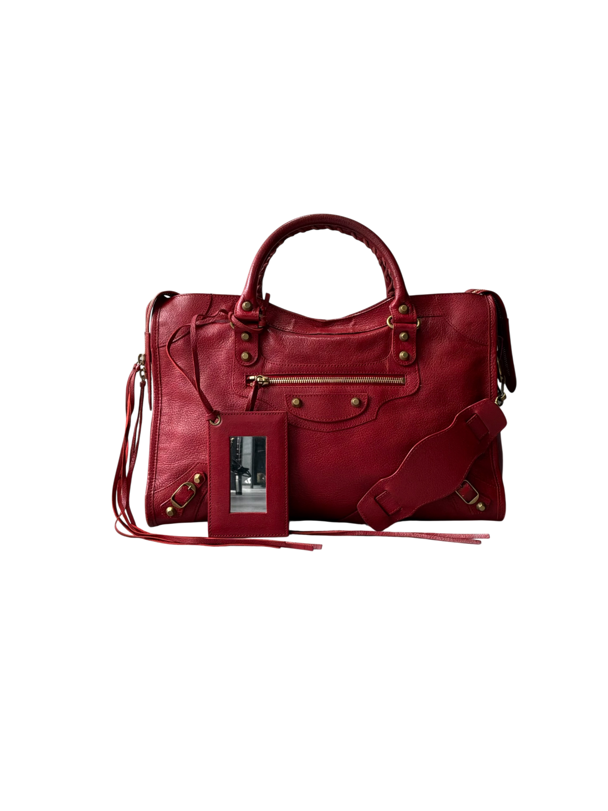Balenciaga Classic City Red on Gold Lambskin Bag