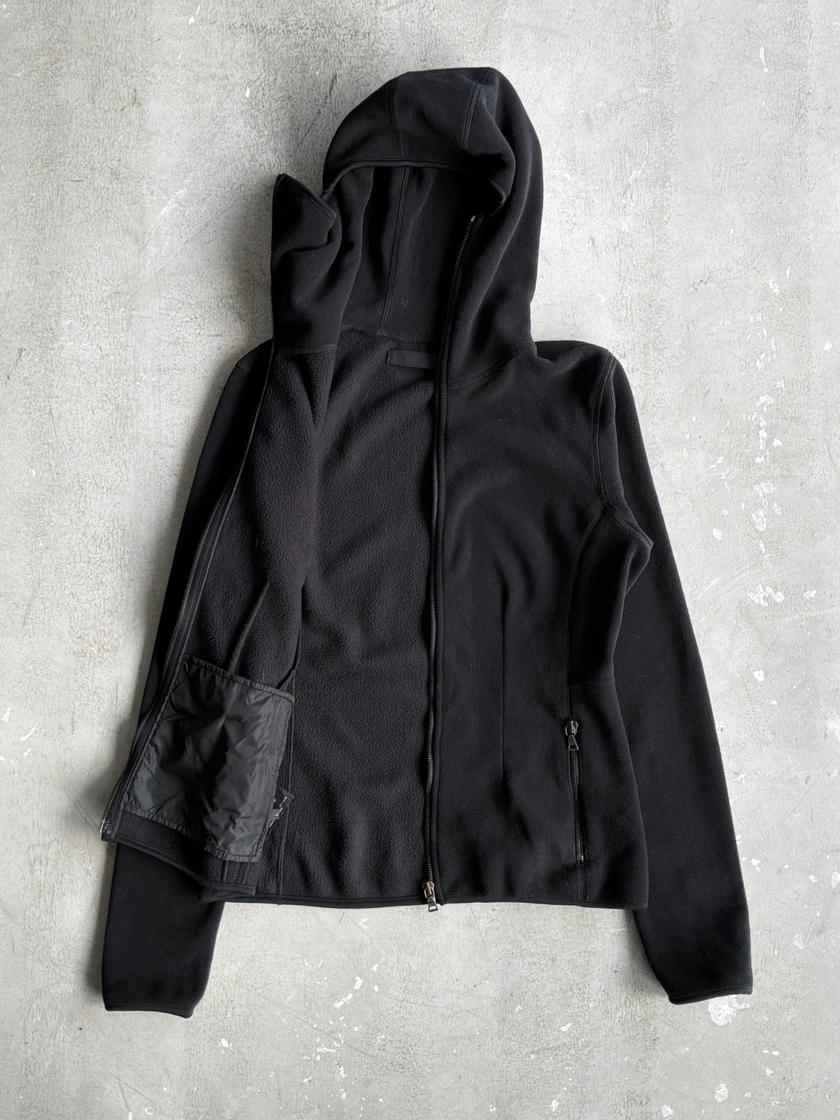 Prada Womens Black Ninja Fleece Hoodie