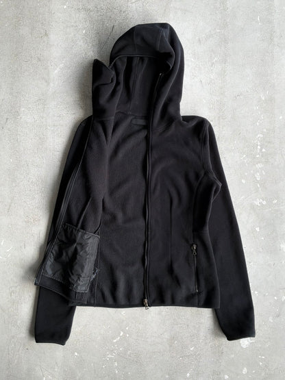 Prada Womens Black Ninja Fleece Hoodie