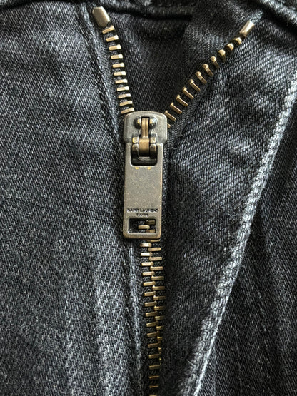 Saint Laurent Paris Washed Black Denim Slim Jeans