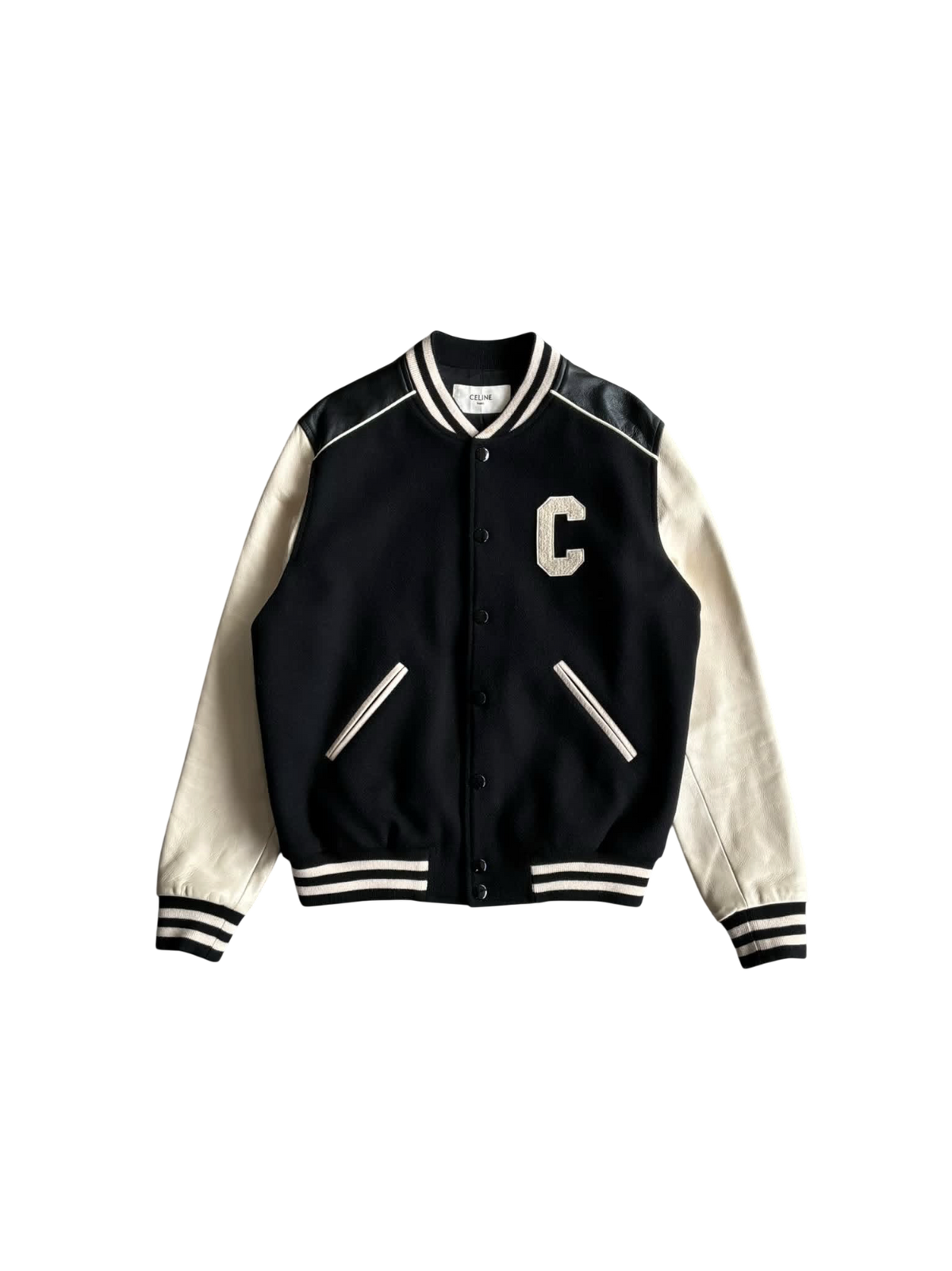 Celine C Logo Teddy Varsity Jacket
