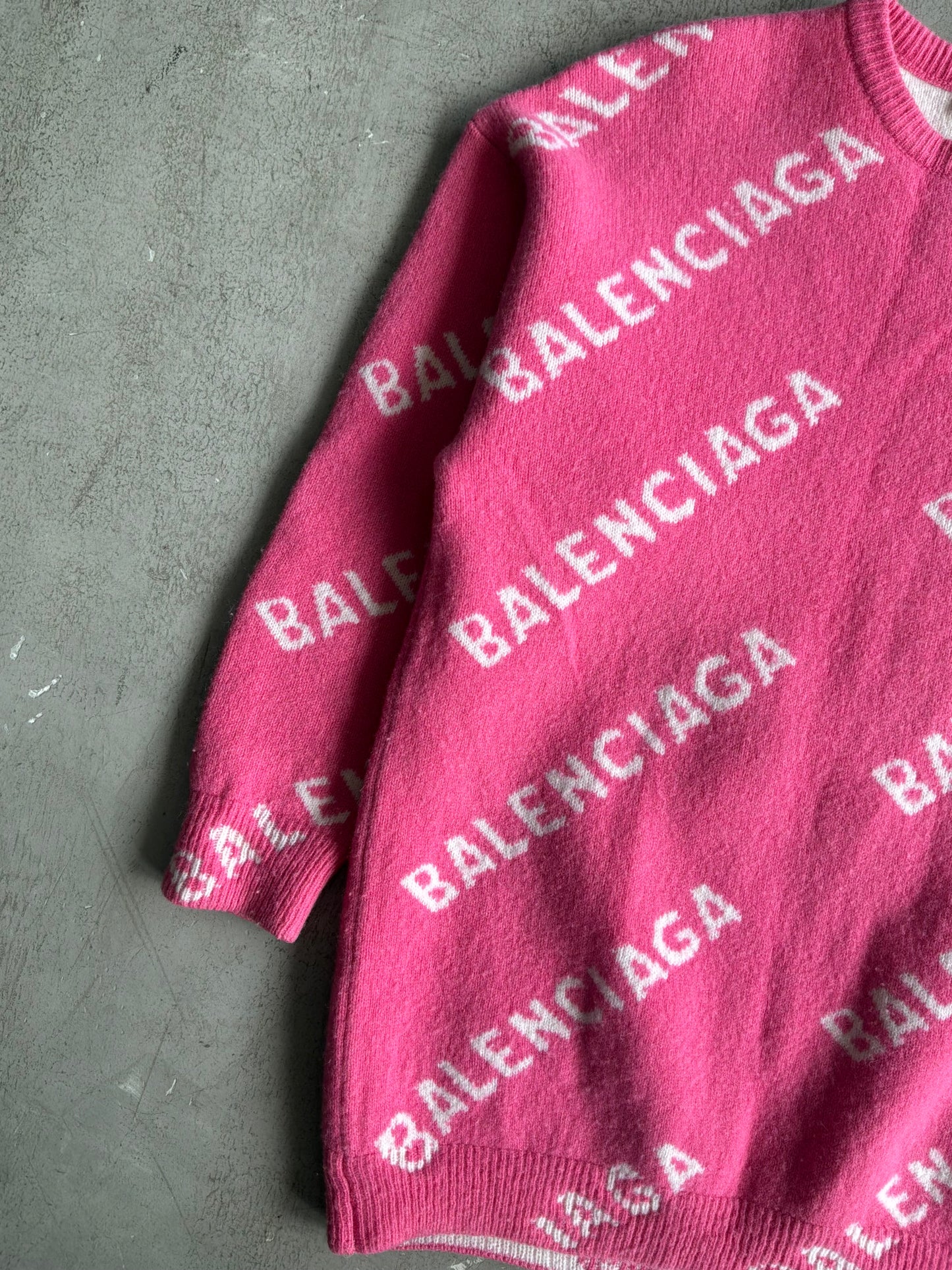 Balenciaga All Over Print Pink Crewneck