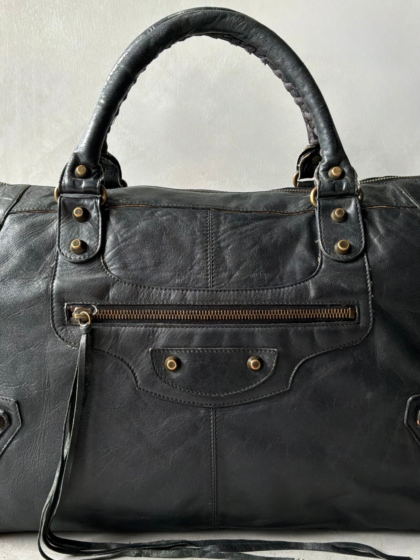 Balenciaga Work Black on Brass Lambskin Bag