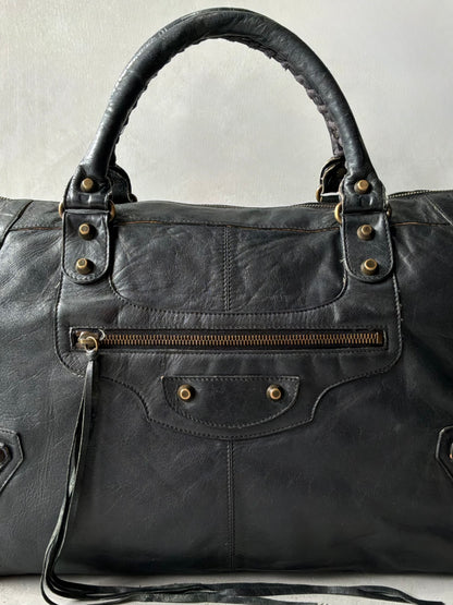 Balenciaga Work Black on Brass Lambskin Bag
