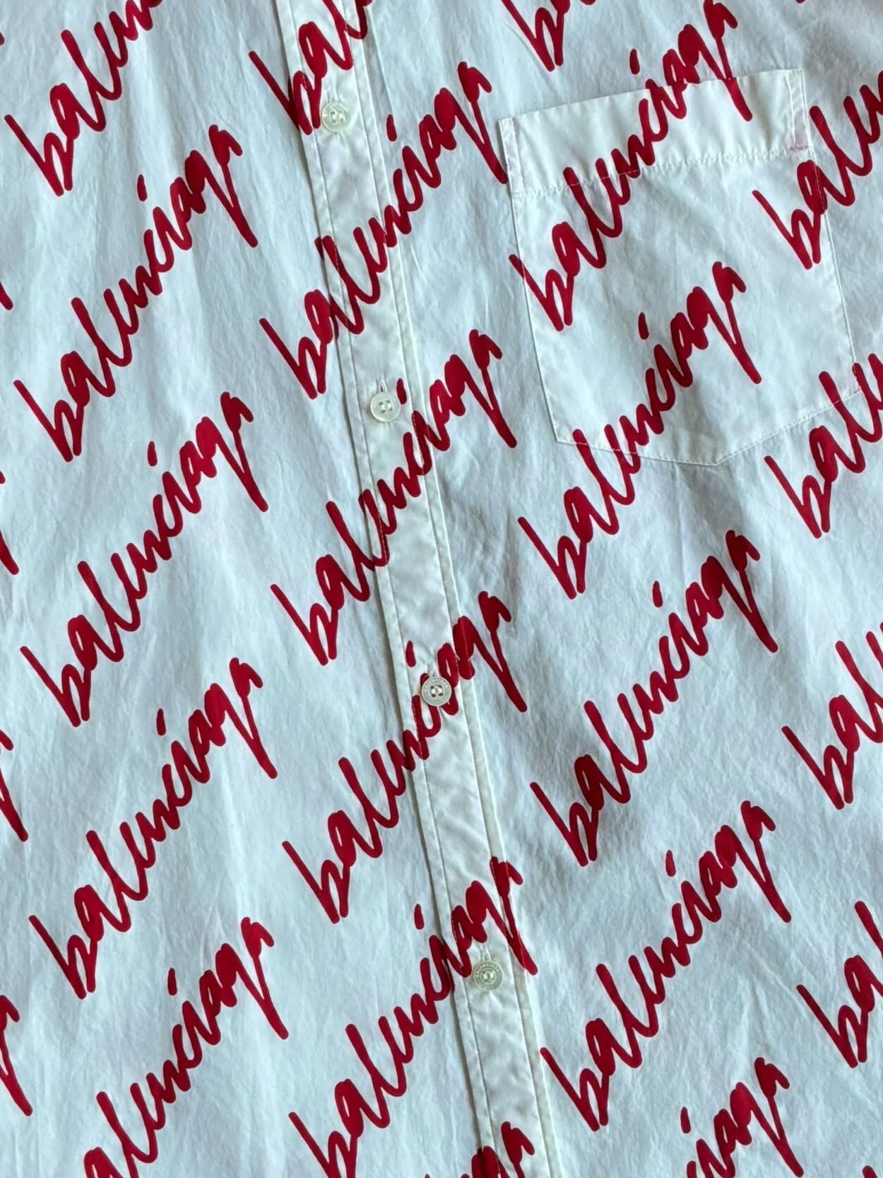 Balenciaga Lipstick Script All Over Print Shirt
