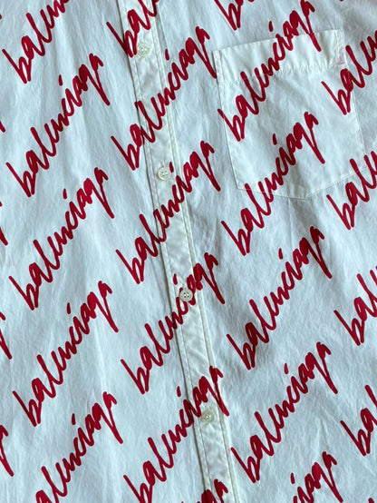 Balenciaga Lipstick Script All Over Print Shirt
