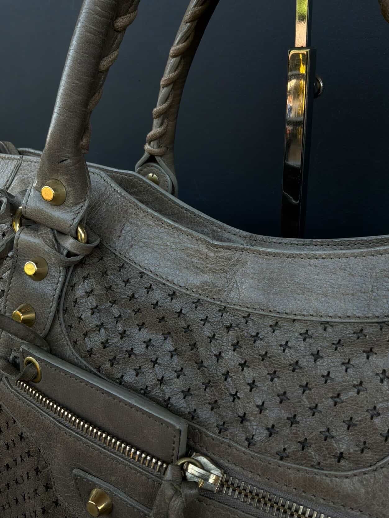 Balenciaga Classic City Perforated Leather Brown