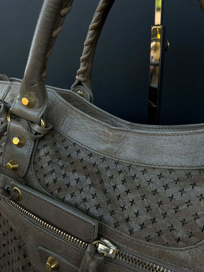 Balenciaga Classic City Perforated Leather Brown