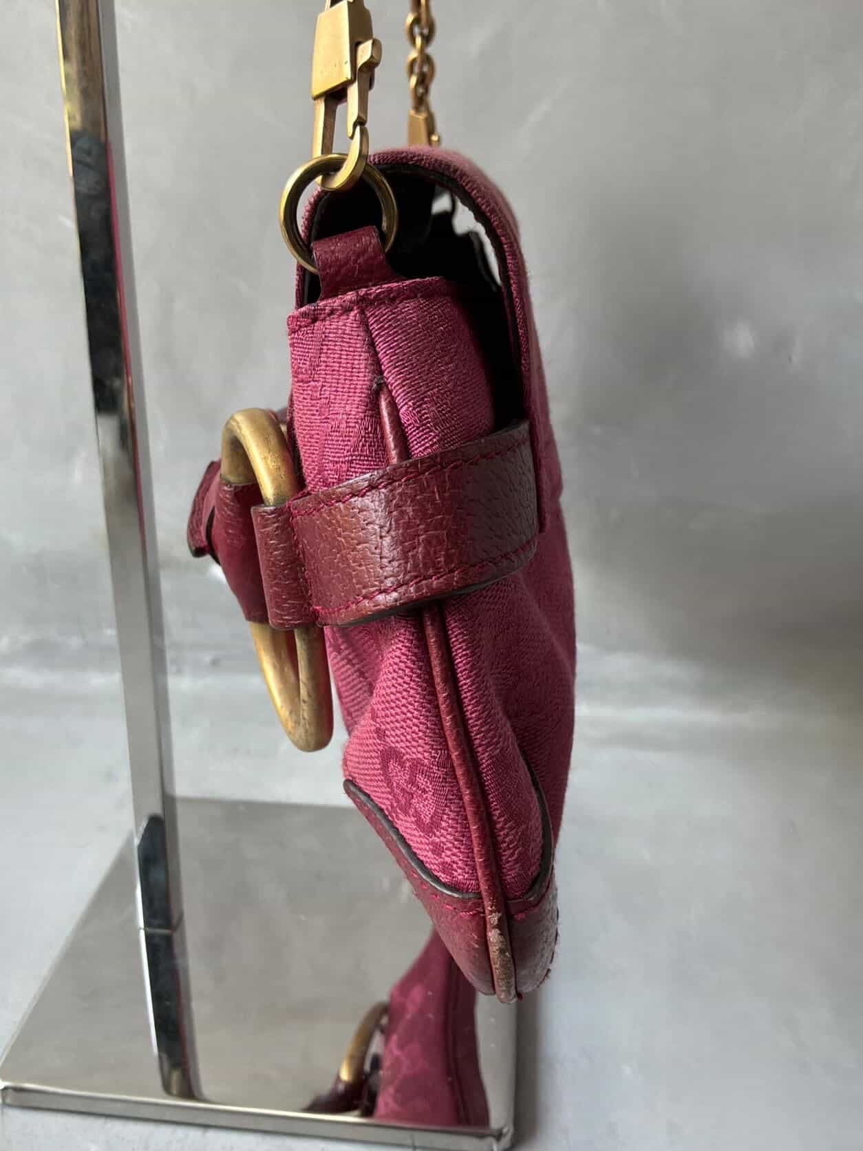 Gucci Pink Monogram Horsebit Chain Clutch/Shoulder Bag
