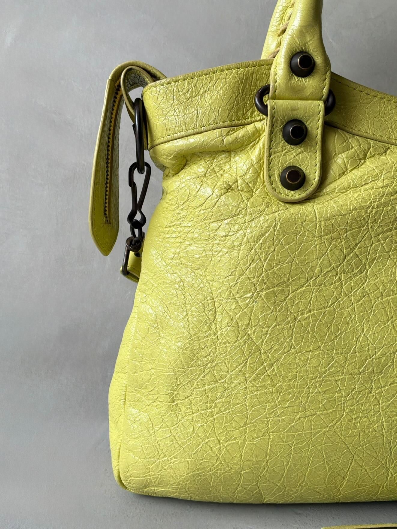 Balenciaga City ‘Town’  Lime Lambskin Bag