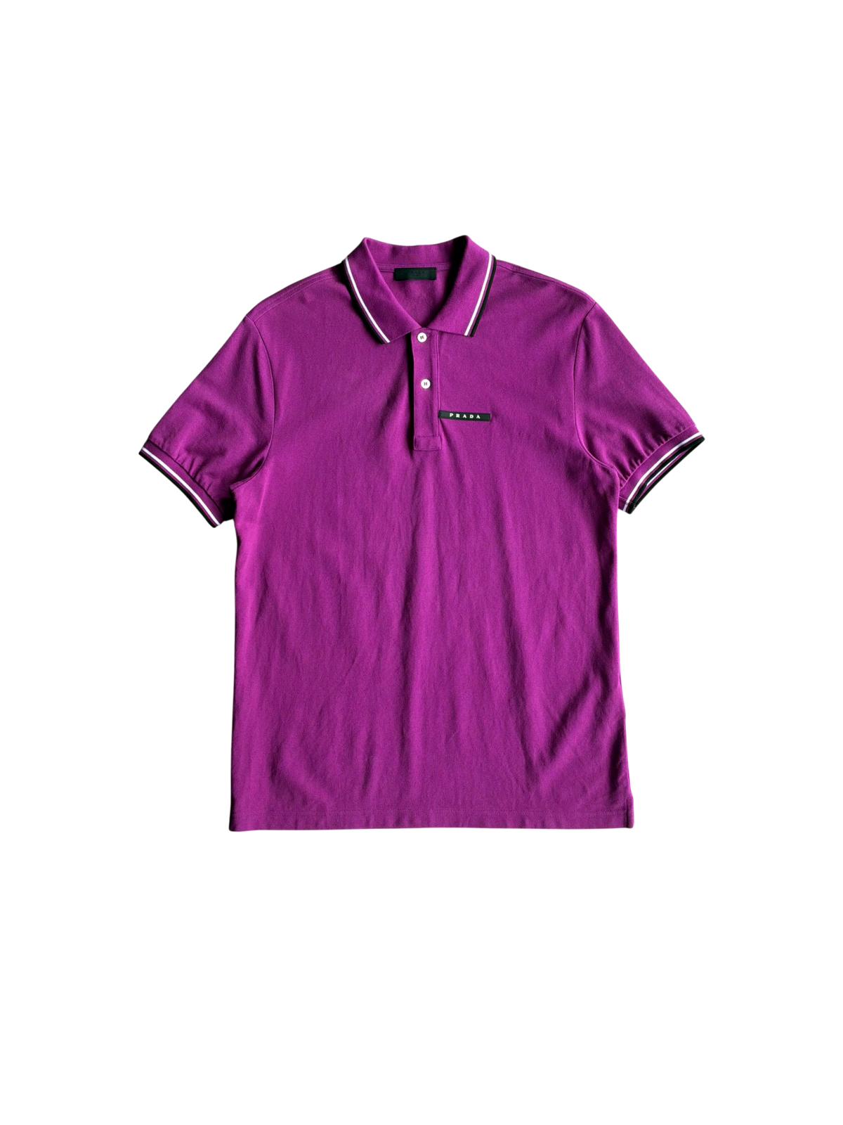 Prada Black Tab Chest Logo Purple Polo Shirt