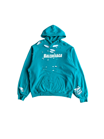 Balenciaga Distressed Logo Pullover Hoodie